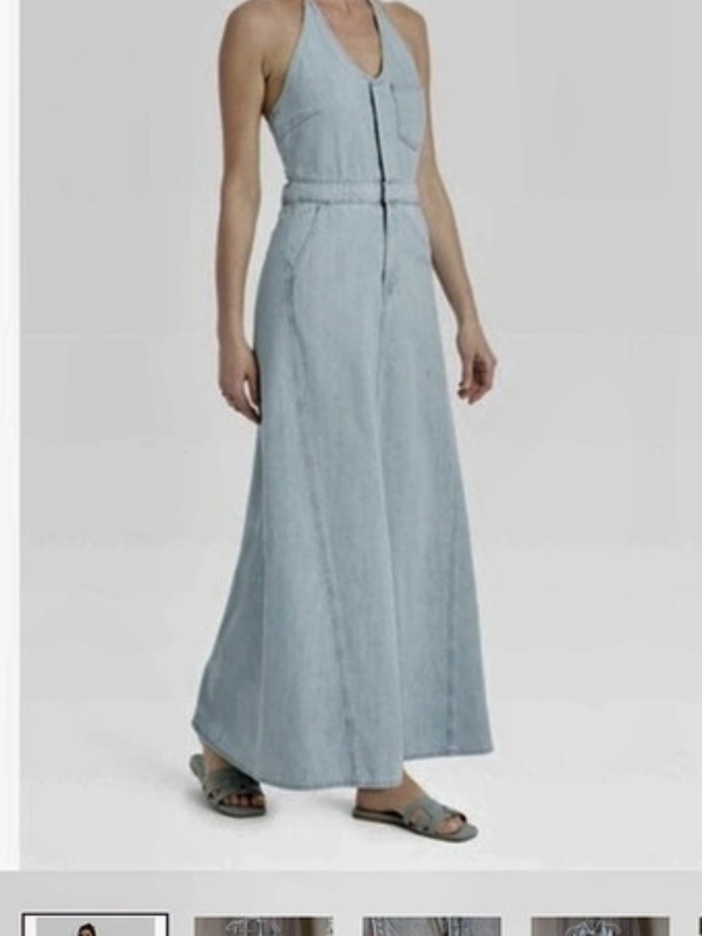 Universal Thread Women's Halter Neck Denim Maxi Dress Blue